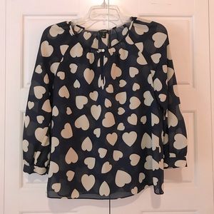 Navy Heart Silky Blouse